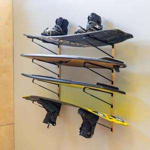 image:imageStoreYourBoard Avon Wakeboard Storage Rack 2 Level Wall Mount Water Ski and Wake Surf Board Organizer Natural Wood and Solid Steel Holds 100 lbs4 Levels