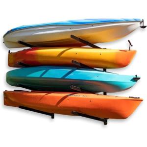 image:imageStoreYourBoard GKayak Wall Rack  HeavyDuty Indoor Kayak Rack for 2 Boats Adjustable Storage Wall Mount Hanger SpaceSaving Indoor Storage for Kayak Wall Mount  Holds 200 lbs  SilverOutdoor  4 Kayaks