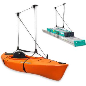 image:imageStoreYourBoard Garage Storage Ceiling Pulley System 2 Pack Kayak Canoe Cargo Ladder Lift Heavy Duty Holds 150 lbs