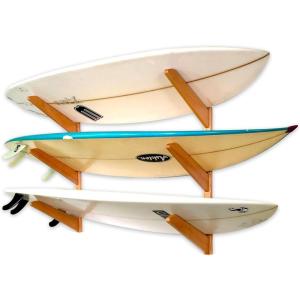 image:imageStoreYourBoard Timber Surfboard Wall Rack Holds 3 Surfboards Wood Home Storage Mount SystemNatural