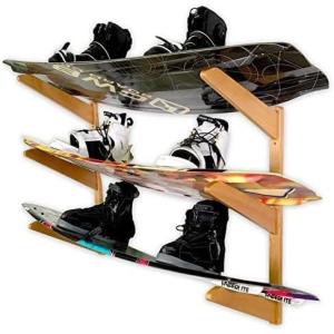 image:imageStoreYourBoard Timber Wakeboard Wall Rack Wooden Storage Mount Stylish Indoor Display 3 Boards