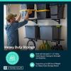 image:imageStoreYourBoard Garage Shelving Wall Mounted  2x4 Heavy Duty Garage Wall Shelves 2Pack 24 Deep x 465 Long  Steel Garage Storage Rack Wall Mounted with Hooks 200 lb Each  400 lb Total BlackHammered Gray