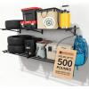 image:imageStoreYourBoard Garage Shelving Wall Mounted  2x4 Heavy Duty Garage Wall Shelves 2Pack 24 Deep x 465 Long  Steel Garage Storage Rack Wall Mounted with Hooks 200 lb Each  400 lb Total BlackBlack