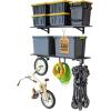 image:imageStoreYourBoard Garage Shelving Wall Mounted  2x4 Heavy Duty Garage Wall Shelves 2Pack 24 Deep x 465 Long  Steel Garage Storage Rack Wall Mounted with Hooks 200 lb Each  400 lb Total BlackBlack