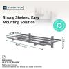 image:imageStoreYourBoard Garage Shelving Wall Mounted  2x4 Heavy Duty Garage Wall Shelves 2Pack 24 Deep x 465 Long  Steel Garage Storage Rack Wall Mounted with Hooks 200 lb Each  400 lb Total BlackHammered Gray