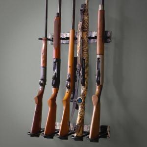 image:imageStoreYourBoard BLAT Indoor 5 Gun Rack for Wall  Vertical Rifle Wall Mount for Rifles amp Shotguns Rustic Wood amp Steel Gun Rack Wall Mount Gun Storage for Garage Holds up to 100 lbs5 Firearms  Peak Season