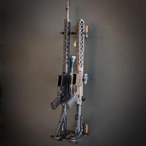image:imageStoreYourBoard BLAT Indoor 5 Gun Rack for Wall  Vertical Rifle Wall Mount for Rifles amp Shotguns Rustic Wood amp Steel Gun Rack Wall Mount Gun Storage for Garage Holds up to 100 lbs2 Firearms  Wood