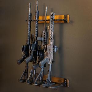 image:imageStoreYourBoard BLAT Indoor 5 Gun Rack for Wall  Vertical Rifle Wall Mount for Rifles amp Shotguns Rustic Wood amp Steel Gun Rack Wall Mount Gun Storage for Garage Holds up to 100 lbs5 Firearms  Wood