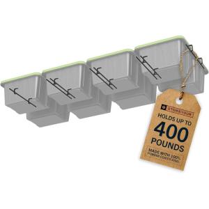 image:imageStoreYourBoard Overhead Tote Loft Bin Rail System  Garage Ceiling Bin Rack for Garage Storage  Adjustable Tote Slide Rails  Organization and Storage for 8 Bins  Black8 Bin Storage