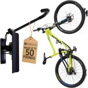 image:imageStoreYourBoard Bike Hangers for Garage  Garage Bike Rack Wall Mount Vertical Bicycle Rack for Garage  124 Swivel Bike Wall Mount with Stopper Holds 50lbs Fits All Wheel Diameters Max 26 TiresBLACK