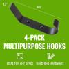 image:imageStoreYourBoard 4 Pack Wall Hooks for Hanging Decorative amp Heavy Duty Coat Wall Hooks Mount Set Holds 30 lbs Each Outdoor 65 x 12 x 2Black