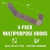 image:imageStoreYourBoard 4 Pack Wall Hooks for Hanging Decorative amp Heavy Duty Coat Wall Hooks Mount Set Holds 30 lbs Each Outdoor 65 x 12 x 2Mud