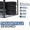 image:imageStoreYourBoard HeavyDuty Ceiling Mounted Garage Shelving Steel Overhead Ceiling Shelf 3x8 Garage Organization Rack with Hooks Holds 700 lbs3 x 8 ft with Hooks
