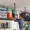 image:imageStoreYourBoard HeavyDuty Ceiling Mounted Garage Shelving Steel Overhead Ceiling Shelf 3x8 Garage Organization Rack with Hooks Holds 700 lbs4 x 8 ft