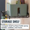 image:imageStoreYourBoard The Afton Laundry Room Shelf Wire Shelving Wall Mounted Hanging Hooks for Broom and Mop Cleaning Supplies Shelf for Home and Garage 175 x 9