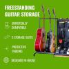 image:imageThe Headliner Guitar Rack 10 Storage Slots Multiple Guitar Floor Stand for Acoustic and Electric Gray Canvas Storage Pockets Hardwood ShelfBlack