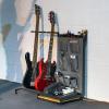 image:imageThe Headliner Guitar Rack 10 Storage Slots Multiple Guitar Floor Stand for Acoustic and Electric Gray Canvas Storage Pockets Hardwood ShelfGray