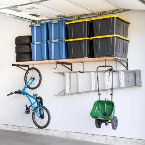 image:imageStoreYourBoard 14 Inch Heavy Duty Shelf Brackets Set of 4 for 1 x 4 DIY Garage Wall Shelves Holds 600 lbs Solid Steel Includes 4 Hooks for Hanging Storage 14 x 1 x 852 x 8
