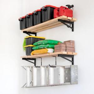 image:imageStoreYourBoard 14 Inch Heavy Duty Shelf Brackets Set of 4 for 1 x 4 DIY Garage Wall Shelves Holds 600 lbs Solid Steel Includes 4 Hooks for Hanging Storage 14 x 1 x 851 X 4
