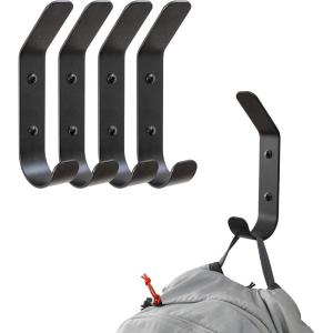 image:imageStoreYourBoard 4 Pack Wall Hooks for Hanging Decorative amp Heavy Duty Coat Wall Hooks Mount Set Holds 30 lbs Each Outdoor 65 x 12 x 2Black