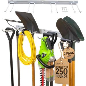 image:imageStoreYourBoard 72 Garage Tool Organizer Wall Mount  Garden Tool Organizer System  Heavy Duty Garden Tool Storage Rack for Yard Tools Rakes Shovels 500lbs Garage Organization  8 PVC Coated HooksGRAY