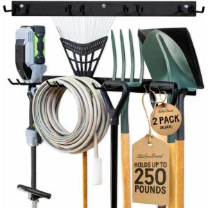 image:imageStoreYourBoard 72 Garage Tool Organizer Wall Mount  Garden Tool Organizer System  Heavy Duty Garden Tool Storage Rack for Yard Tools Rakes Shovels 500lbs Garage Organization  8 PVC Coated HooksBLACK