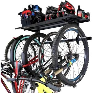 image:imageStoreYourBoard Bike Storage Rack with Shelf  Heavy Duty Garage Bike Storage Rack for 5 Bicycles Adjustable Vertical Bike Rack Bike Rack Shelf for Helmets amp Gear Holds 300 lbs5 Bike Rack  Shelf