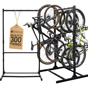 image:imageStoreYourBoard Freestanding Bike Rack for 8 Bikes  Heavy Duty Aluminum amp Steel Indoor Bike Rack Garage  SpaceSaving Vertical Bike Rack for Road Mountain and Hybrid Bicycles  Holds Up to 300 Lbs8Bike Rack