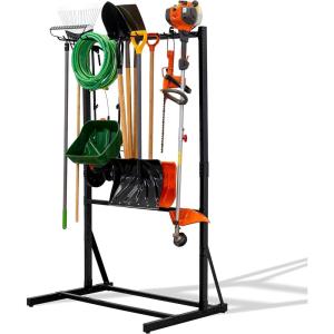 image:imageStoreYourBoard Freestanding Tool Storage Rack Garage Floor Stand Adjustable Garden Tool Organizer Industrial Steel