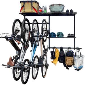 image:imageStoreYourBoard GBike Pro Garage Storage System Adjustable 5 Bike Rack With Shelves Vertical Wall Organizer Bicycle Hanging Hooks Holds 500 Lbs
