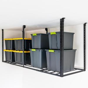 image:imageStoreYourBoard HeavyDuty Ceiling Mounted Garage Shelving Steel Overhead Ceiling Shelf 3x8 Garage Organization Rack with Hooks Holds 700 lbs3 x 8 ft