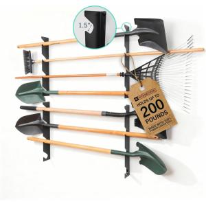 image:imageStoreYourBoard Horizontal Shed Tool Organizer  Garage Organization Wall Mount Tool Storage Rack  Heavy Duty Steel Tool Organizers and Storage for Shovels Rakes Brooms Mops  Holds Up to 200 lbs