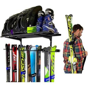 image:imageStoreYourBoard Ski Wall Organizer Rack and 2 Pack of Carrying Straps Bundle