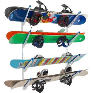 image:imageStoreYourBoard Ski amp Snowboard Rack Adjustable Wall Mount Rack Storage System for 4 Boards HeavyDuty Garage Wall Organizer for Ski amp Snowboards Snowboard  BlackWhite