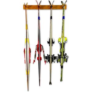 image:imageStoreYourBoard Timber Ski Wall Rack 4 Pairs of Skis Storage Wood Home and Garage Mount System Natural WoodNatural