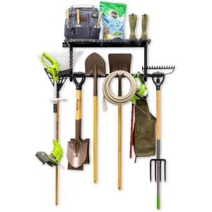 image:imageStoreYourBoard Tool Max Garage Storage Rack Shelf  Adjustable Wall Mount Garage Tool Organizer Heavy Duty Steel Tool Rack with Shelf Holds up to 300 lbs