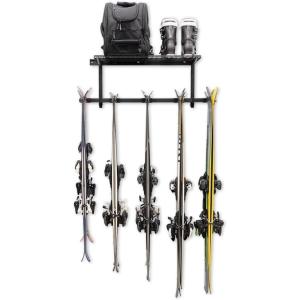 image:imageStoreYourBoard Solitude Ski Wired Storage Rack and Shelf Wall Mount Organizer Holds 10 Pairs of Skis and Accessories Heavy Duty Supports 300 lbs