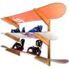 image:imageStoreYourBoard Timber Snowboard Wall Rack Indoor Storage Solid Natural Wood 3 Boards