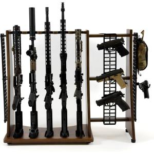 image:imageForge Freestanding 5 Gun Rack  Vertical Rifle Wall Mount for Long Arm and Short Barrel Rifles amp Shotguns Rubberwood amp Steel Gun Rack Wall Mount Gun Storage for Garage Home Office or Shop