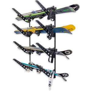 image:imageStoreYourBoard Ski amp Snowboard Rack Adjustable Wall Mount Rack Storage System for 4 Boards HeavyDuty Garage Wall Organizer for Ski amp Snowboards Ski  BlackBlack