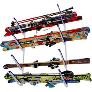 image:imageStoreYourBoard Ski amp Snowboard Rack Adjustable Wall Mount Rack Storage System for 4 Boards HeavyDuty Garage Wall Organizer for Ski amp Snowboards Ski  BlackWhite