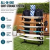 image:imageStoreYourBoard Freestanding Surfboard Rack Holds 8 Boards AllinOne Surf Storage with Wetsuit Drying Rail Accessory Hooks