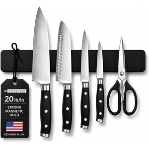 image:imageStoreYourBoard Black Magnetic Knife Holder for Wall  16 Matte Black Magnetic Knife Strip for Kitchen  Modern Kitchen Knife Holder with 20 lbin Magnetic Strength  Kitchen Knife Holder Wall MountedBlack