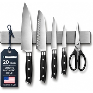 image:imageStoreYourBoard Black Magnetic Knife Holder for Wall  16 Matte Black Magnetic Knife Strip for Kitchen  Modern Kitchen Knife Holder with 20 lbin Magnetic Strength  Kitchen Knife Holder Wall MountedStainless Steel